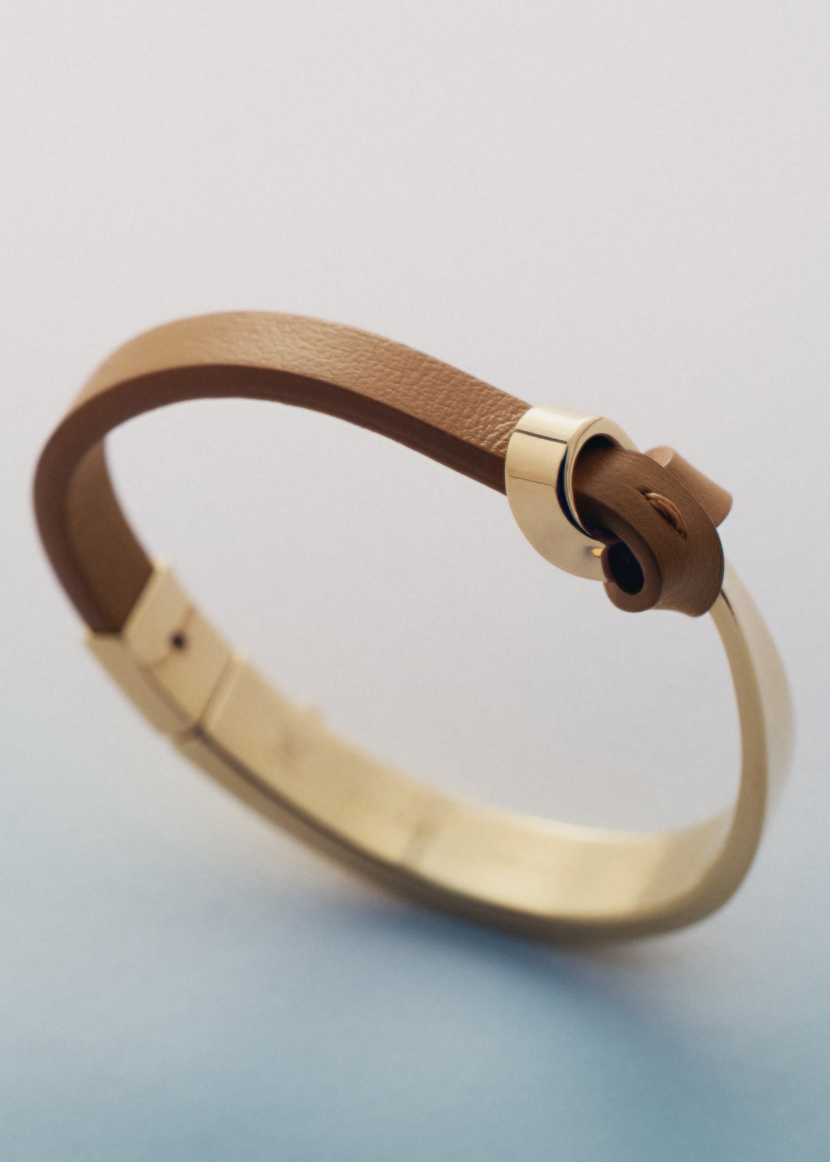 Jonc Ormé - Dorée Cuir Camel